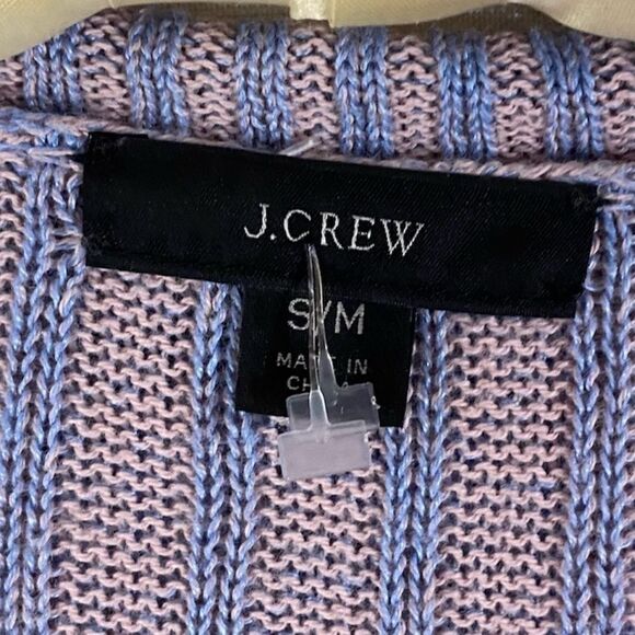 J Crew V Neck Ribbed Knit Sweater Blue Pink Small Medium - Picture 3 of 7